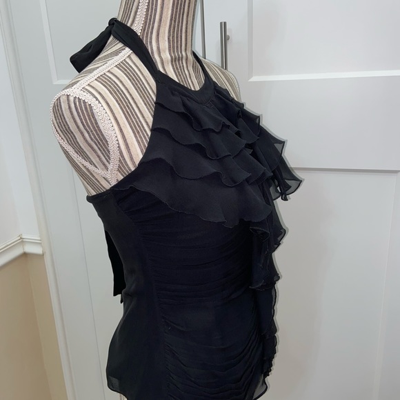 Express Black Ruffle Halter Top. - Picture 3 of 8